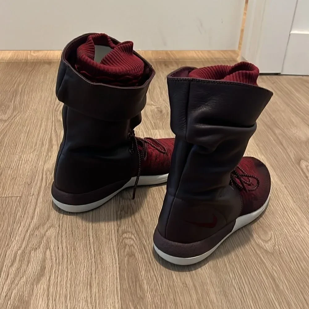 Nike Roshe Two Flyknit Hi 861708-600 Deep Burgundy- Red Women Size 10 Boots